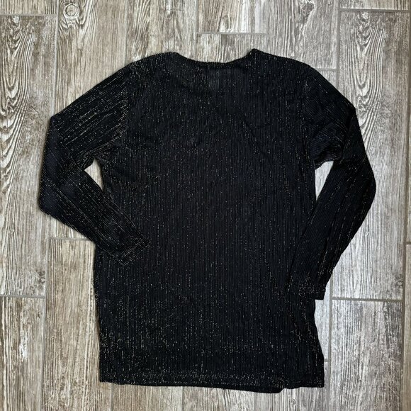 2/$18 SALE! Vintage Impressions Semi Sheer Shirt Womens Metallic Gold Black USA - Picture 8 of 8